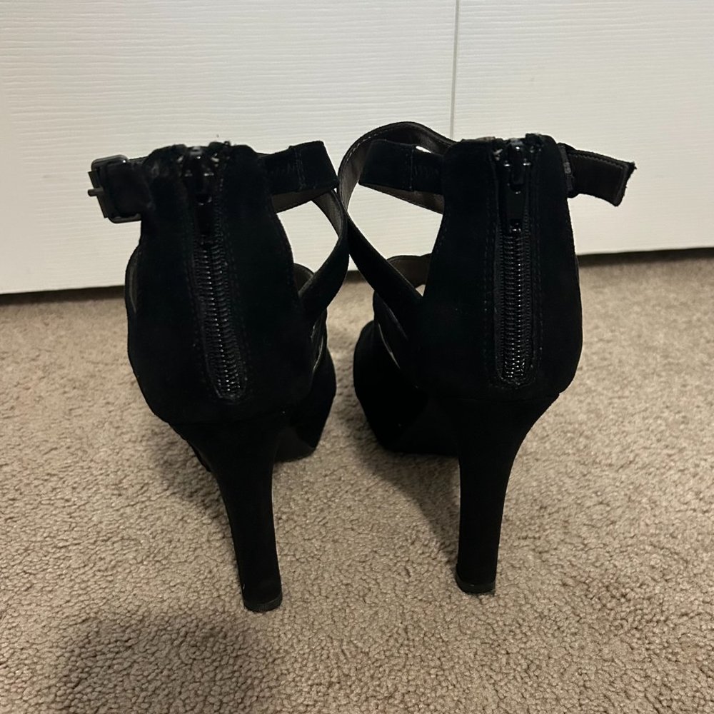 Strappy Black Suede Heels - Picture 5 of 8
